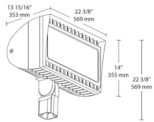 RAB FXLED300SFYB55/BL 300W Slipfitter Mount LED Floodlight, 3000K (Warm), No Photocell, 28500 Lumens, 81 CRI, 120-277V, 5H x 5V Beam Distribution, Bi-Level Operation, DLC Listed, Bronze Finish