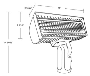 RAB FXLEDMSFW 346W/213W Field Adjustable LED Floodlight, Selectable Color Temperature 4000K/5000K, Slipfitter Mount, Wet Location