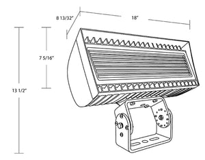 RAB FXLEDMT LED Floodlight, Field Adjustable 346/213W, Field Adjustable 5000K/ 4000K, Trunnion Mount, 120-277V, 0-10V Dimming, Bronze Finish
