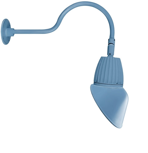RAB GN1LED13NAC11LB 13W LED Gooseneck Cone Shade with 24" Goose Arm, 4000K Color Temperature (Neutral), Flood Reflector, 11" Angled Cone Shade, Light Blue Finish