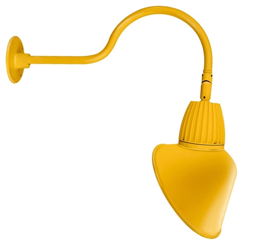 RAB GN1LED13NACYL 13W LED Gooseneck Cone Shade with 24" Goose Arm, 4000K Color Temperature (Neutral), Flood Reflector, 15" Angled Cone Shade, Yellow Finish