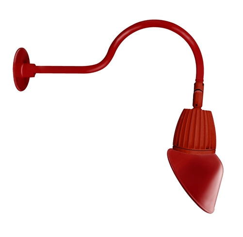 RAB GN1LED13NRAC11R 13W LED Gooseneck Cone Shade with 24" Goose Arm, 4000K Color Temperature (Neutral), Rectangular Reflector, 11" Angled Cone Shade, Red Finish