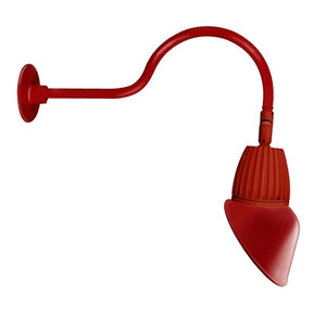 RAB GN1LED13NRAC11R 13W LED Gooseneck Cone Shade with 24" Goose Arm, 4000K Color Temperature (Neutral), Rectangular Reflector, 11" Angled Cone Shade, Red Finish