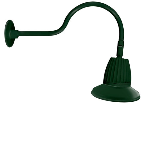 RAB GN1LED13NRST11G 13W LED Gooseneck Straight Shade with 24" Goose Arm, 4000K (Neutral), Rectangular Reflector, 11" Straight Shade, Hunter Green Finish