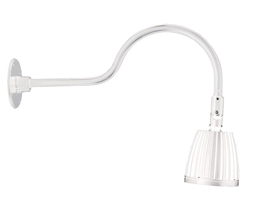 RAB GN1LED13NSW 13W LED Gooseneck No Shade with 24" Goose Arm, 4000K (Neutral), Spot Reflector, White Finish