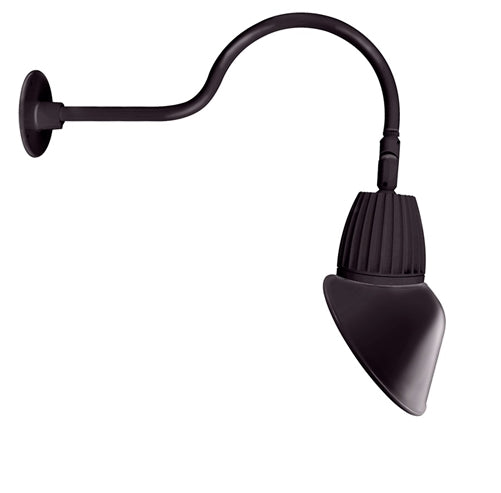 RAB GN1LED13YAC11A 13W LED Gooseneck Cone Shade with 24" Goose Arm, 3000K Color Temperature (Warm), Flood Reflector, 11" Angled Cone Shade, Bronze Finish