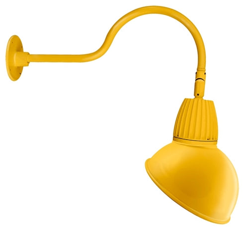 RAB GN1LED13YRADYL 13W LED Gooseneck Dome Shade with 24" Goose Arm, 3000K Color Temperature (Warm), Rectangular Reflector, 15" Angled Dome Shade, Yellow Finish