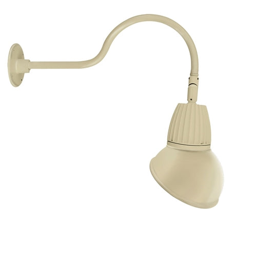 RAB GN1LED26NAD11I 26W LED Gooseneck Dome Shade with 24" Goose Arm, 4000K Color Temperature (Neutral), Flood Reflector, 11" Angled Dome Shade, Ivory Finish