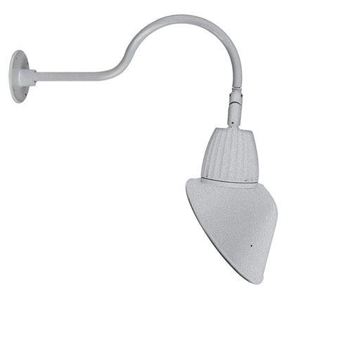 RAB GN1LED26YAC11S 26W LED Gooseneck Cone Shade with 24" Goose Arm, 3000K Color Temperature (Warm), Flood Reflector, 11" Angled Cone Shade, Silver Finish