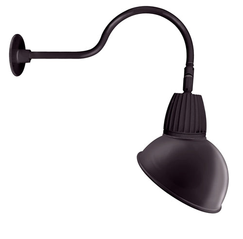 RAB GN1LED26YADA 26W LED Gooseneck Dome Shade with 24" Goose Arm, 3000K Color Temperature (Warm), Flood Reflector, 15" Angled Dome Shade, Bronze Finish