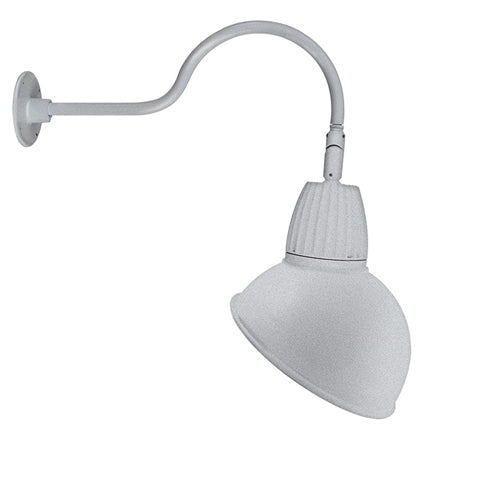 RAB GN1LED26YRADS 26W LED Gooseneck Dome Shade with 24" Goose Arm, 3000K Color Temperature (Warm), Rectangular Reflector, 15" Angled Dome Shade, Silver Finish