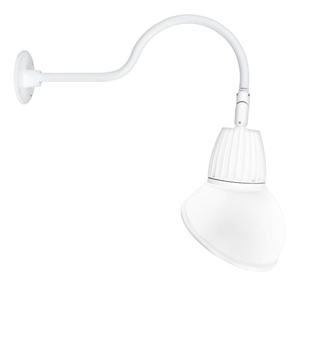 RAB GN1LED26YSAD11W 26W LED Gooseneck Dome Shade with 24" Goose Arm, 3000K Color Temperature (Warm), Spot Reflector, 11" Angled Dome Shade, White Finish