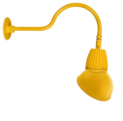 RAB GN1LED26YSAD11YL 26W LED Gooseneck Dome Shade with 24" Goose Arm, 3000K Color Temperature (Warm), Spot Reflector, 11" Angled Dome Shade, Yellow Finish