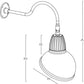 RAB GN1LED26YSADB 26W LED Gooseneck Dome Shade with 24" Goose Arm, 3000K Color Temperature (Warm), Spot Reflector, 15" Angled Dome Shade, Black Finish