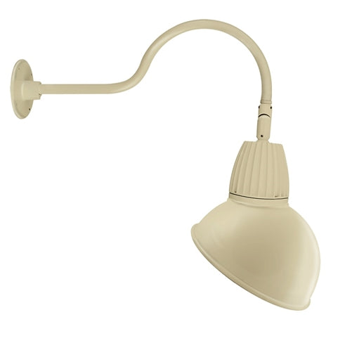 RAB GN1LED26YSADI 26W LED Gooseneck Dome Shade with 24" Goose Arm, 3000K Color Temperature (Warm), Spot Reflector, 15" Angled Dome Shade, Ivory Finish