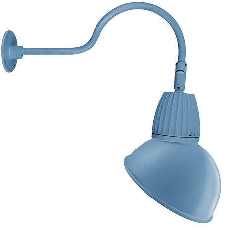 RAB GN1LED26YSADLB 26W LED Gooseneck Dome Shade with 24" Goose Arm, 3000K Color Temperature (Warm), Spot Reflector, 15" Angled Dome Shade, Light Blue Finish