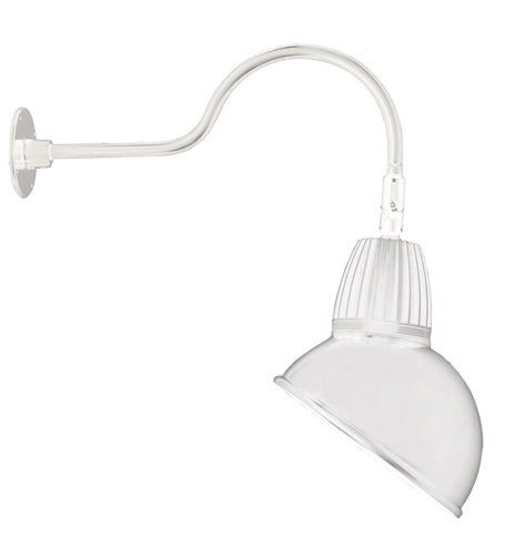 RAB GN1LED26YSADW 26W LED Gooseneck Dome Shade with 24" Goose Arm, 3000K Color Temperature (Warm), Spot Reflector, 15" Angled Dome Shade, White Finish