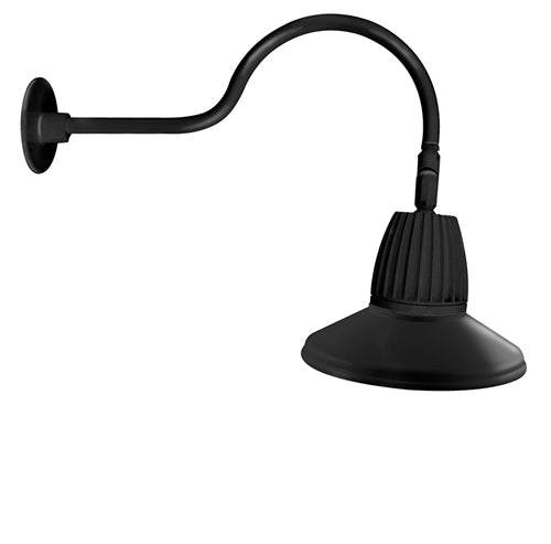 RAB GN1LED26YSTB 26W LED Gooseneck Straight Shade with 24" Goose Arm, 3000K (Warm), Flood Reflector, 15" Straight Shade, Black Finish