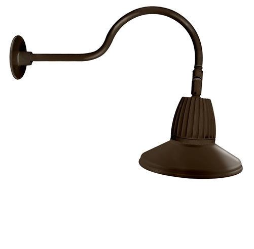 RAB GN1LED26YSTBWN 26W LED Gooseneck Straight Shade with 24" Goose Arm, 3000K (Warm), Flood Reflector, 15" Straight Shade, Brown Finish