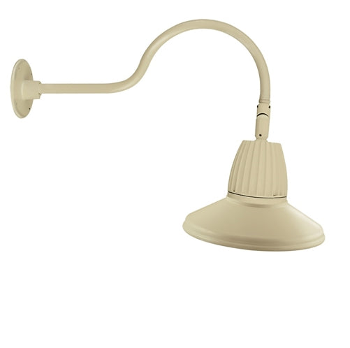 RAB GN1LED26YSTI 26W LED Gooseneck Straight Shade with 24" Goose Arm, 3000K (Warm), Flood Reflector, 15" Straight Shade, Ivory Finish