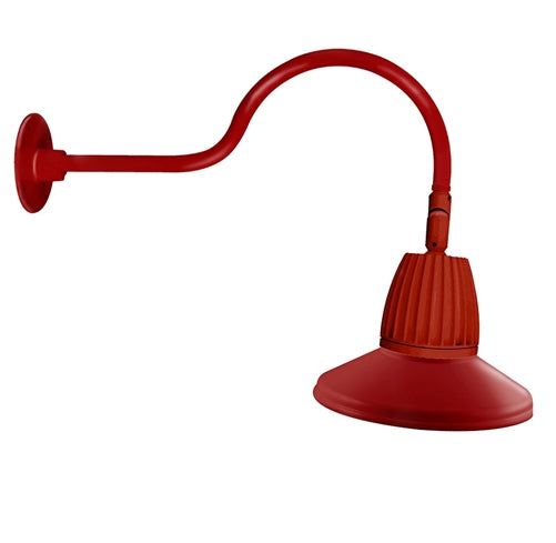 RAB GN1LED26YSTR 26W LED Gooseneck Straight Shade with 24" Goose Arm, 3000K (Warm), Flood Reflector, 15" Straight Shade, Red Finish