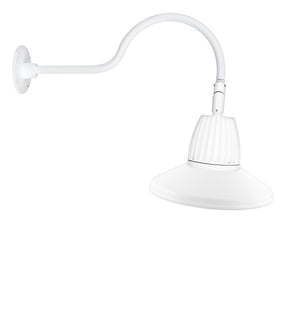 RAB GN1LED26YSTW 26W LED Gooseneck Straight Shade with 24" Goose Arm, 3000K (Warm), Flood Reflector, 15" Straight Shade, White Finish