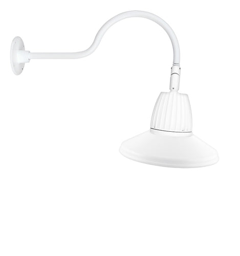 RAB GN1LED26YSTW 26W LED Gooseneck Straight Shade with 24" Goose Arm, 3000K (Warm), Flood Reflector, 15" Straight Shade, White Finish