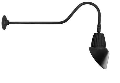 RAB GN2LED13NAC11B 13W LED Gooseneck Cone Shade with 35" Goose Arm, 4000K Color Temperature (Neutral), Flood Reflector, 11" Angled Cone Shade, Black Finish