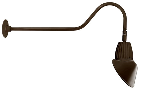 RAB GN2LED13YAC11BWN 13W LED Gooseneck Cone Shade with 35" Goose Arm, 3000K Color Temperature (Warm), Flood Reflector, 11" Angled Cone Shade, Brown Finish