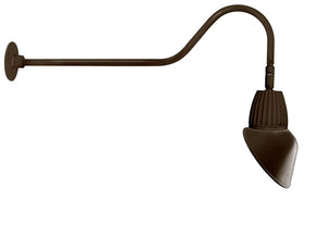 RAB GN2LED13YAC11BWN 13W LED Gooseneck Cone Shade with 35" Goose Arm, 3000K Color Temperature (Warm), Flood Reflector, 11" Angled Cone Shade, Brown Finish