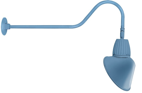 RAB GN2LED13YRACLB 13W LED Gooseneck Cone Shade with 35" Goose Arm, 3000K Color Temperature (Warm), Rectangular Reflector, 15" Angled Cone Shade, Light Blue Finish