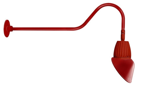 RAB GN2LED26NAC11R 26W LED Gooseneck Cone Shade with 35" Goose Arm, 4000K Color Temperature (Neutral), Flood Reflector, 11" Angled Cone Shade, Red Finish