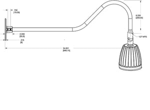 RAB GN2LED26NRW 26W LED Gooseneck No Shade with 35" Goose Arm, 4000K (Neutral), Rectangular Reflector, White Finish