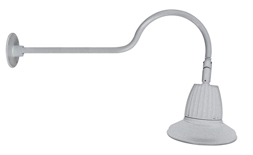 RAB GN2LED26NSSTS 26W LED Gooseneck Straight Shade with 35" Goose Arm, 4000K (Neutral), Spot Reflector, 15" Straight Shade, Silver Finish
