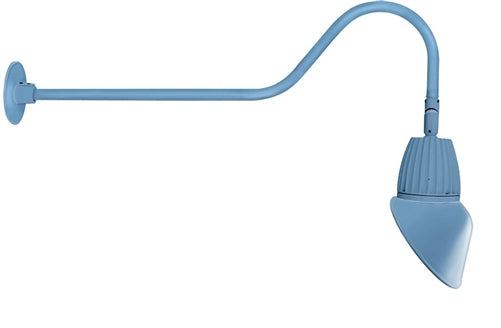 RAB GN2LED26YAC11LB 26W LED Gooseneck Cone Shade with 35" Goose Arm, 3000K Color Temperature (Warm), Flood Reflector, 11" Angled Cone Shade, Light Blue Finish