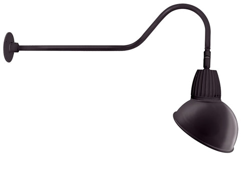 RAB GN2LED26YADA 26W LED Gooseneck Dome Shade with 35" Goose Arm, 3000K (Warm), Flood Reflector, 15" Angled Dome Shade, Bronze Finish