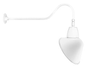 RAB GN2LED26YRACW 26W LED Gooseneck Cone Shade with 35" Goose Arm, 3000K Color Temperature (Warm), Rectangular Reflector, 15" Angled Cone Shade, White Finish