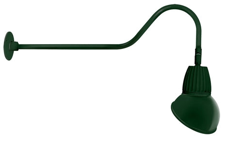 RAB GN2LED26YRAD11G 26W LED Gooseneck Dome Shade with 35" Goose Arm, 3000K (Warm), Rectangular Reflector, 11" Angled Dome Shade, Hunter Green Finish