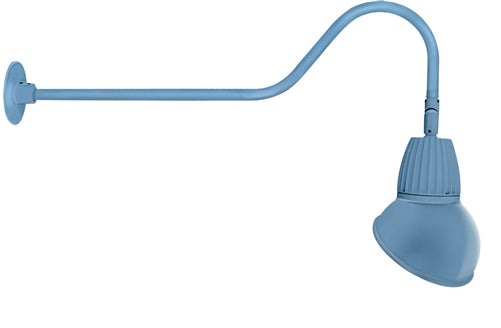 RAB GN2LED26YRAD11LB 26W LED Gooseneck Dome Shade with 35" Goose Arm, 3000K (Warm), Rectangular Reflector, 11" Angled Dome Shade, Light Blue Finish