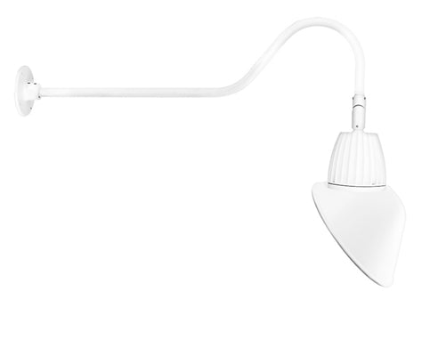 RAB GN2LED26YSAC11W 26W LED Gooseneck Cone Shade with 35" Goose Arm, 3000K Color Temperature (Warm), Spot Reflector, 11" Angled Cone Shade, White Finish