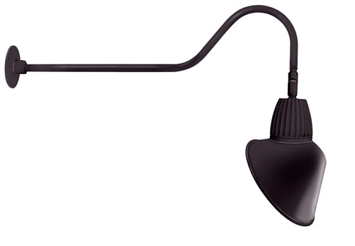 RAB GN2LED26YSACA 26W LED Gooseneck Cone Shade with 35" Goose Arm, 3000K Color Temperature (Warm), Spot Reflector, 15" Angled Cone Shade, Bronze Finish