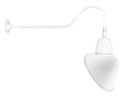 RAB GN2LED26YSACW 26W LED Gooseneck Cone Shade with 35" Goose Arm, 3000K Color Temperature (Warm), Spot Reflector, 15" Angled Cone Shade, White Finish