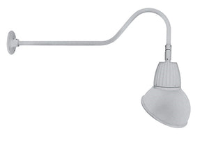 RAB GN2LED26YSAD11S 26W LED Gooseneck Dome Shade with 35" Goose Arm, 3000K (Warm), Spot Reflector, 11" Angled Dome Shade, Silver Finish