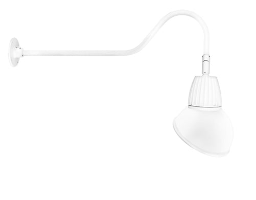 RAB GN2LED26YSAD11W 26W LED Gooseneck Dome Shade with 35" Goose Arm, 3000K (Warm), Spot Reflector, 11" Angled Dome Shade, White Finish