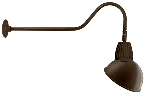 RAB GN2LED26YSADBWN 26W LED Gooseneck Dome Shade with 35" Goose Arm, 3000K (Warm), Spot Reflector, 15" Angled Dome Shade, Brown Finish