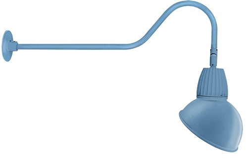 RAB GN2LED26YSADLB 26W LED Gooseneck Dome Shade with 35" Goose Arm, 3000K (Warm), Spot Reflector, 15" Angled Dome Shade, Light Blue Finish