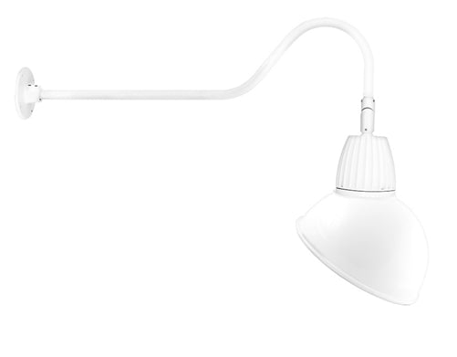 RAB GN2LED26YSADW 26W LED Gooseneck Dome Shade with 35" Goose Arm, 3000K (Warm), Spot Reflector, 15" Angled Dome Shade, White Finish