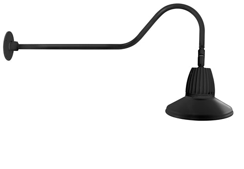 RAB GN2LED26YSTB 26W LED Gooseneck Straight Shade with 35" Goose Arm, 3000K (Warm), Flood Reflector, 15" Straight Shade, Black Finish