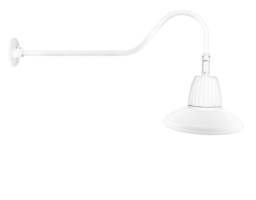 RAB GN2LED26YSTW 26W LED Gooseneck Straight Shade with 35" Goose Arm, 3000K (Warm), Flood Reflector, 15" Straight Shade, White Finish