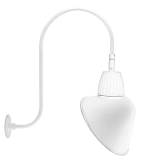 RAB GN3LED13NACW 13W LED Gooseneck Cone Shade with Upcurve 30" High, 25" from Wall Goose Arm, 4000K Color Temperature (Neutral), Flood Reflector, 15" Angled Cone Shade, White Finish